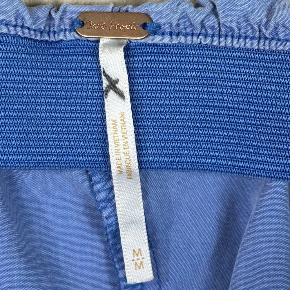 Free People Periwinkle Blue Wide Leg Cropped Pants Elastic Waist OB2217984 M